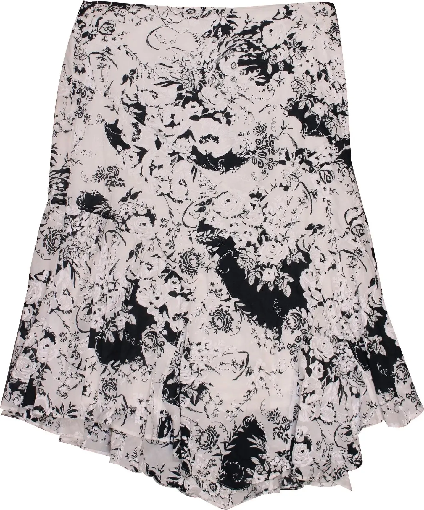 00s Asymmetrical Floral Midi Skirt