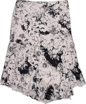 00s Asymmetrical Floral Midi Skirt