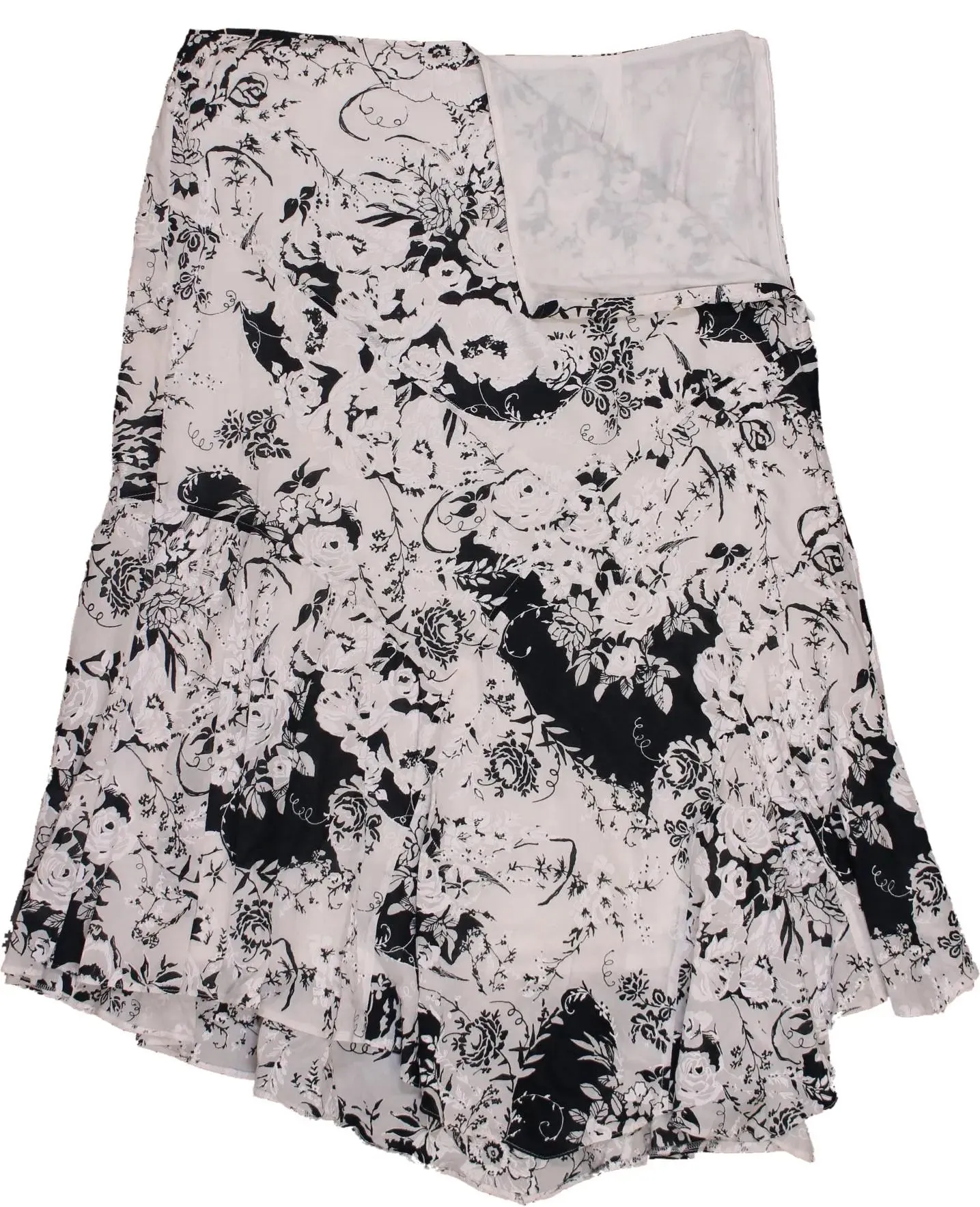 00s Asymmetrical Floral Midi Skirt