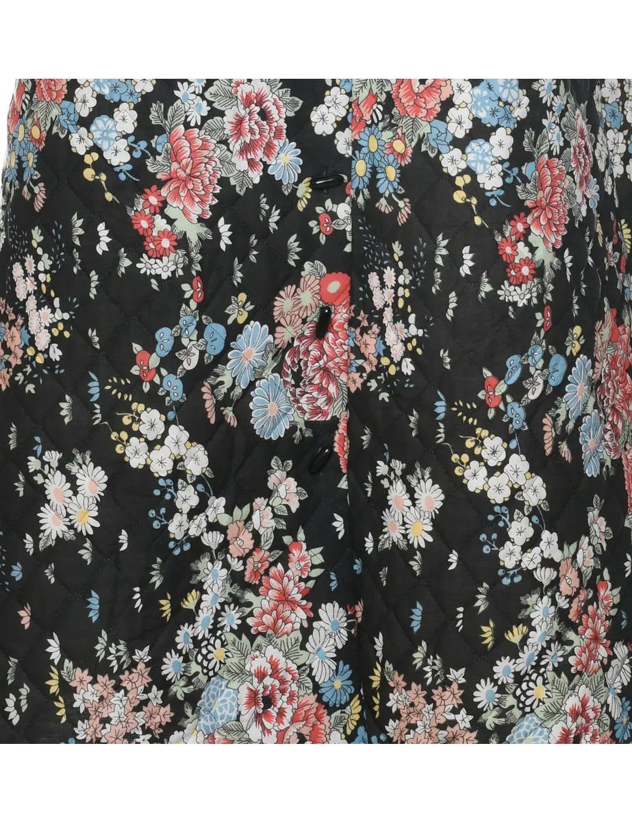 1970s Floral Pattern Midi Skirt - S