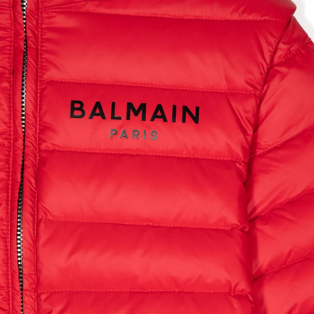 Balmain Kids Logo Print Puffer Jacket