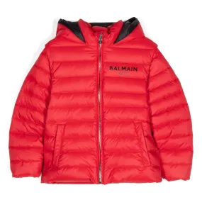 Balmain Kids Logo Print Puffer Jacket