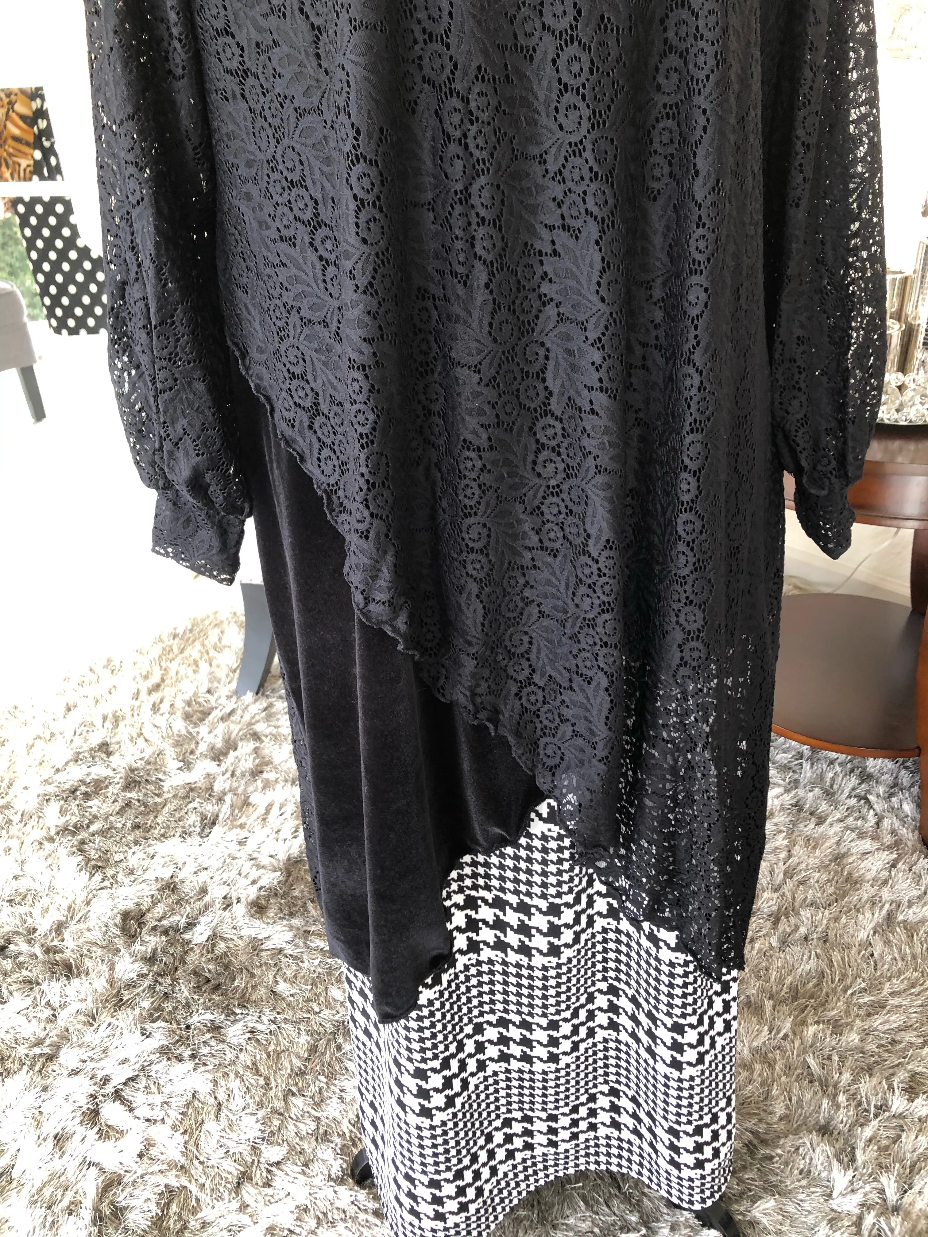 Bella Black Velvet And Lace Tunic
