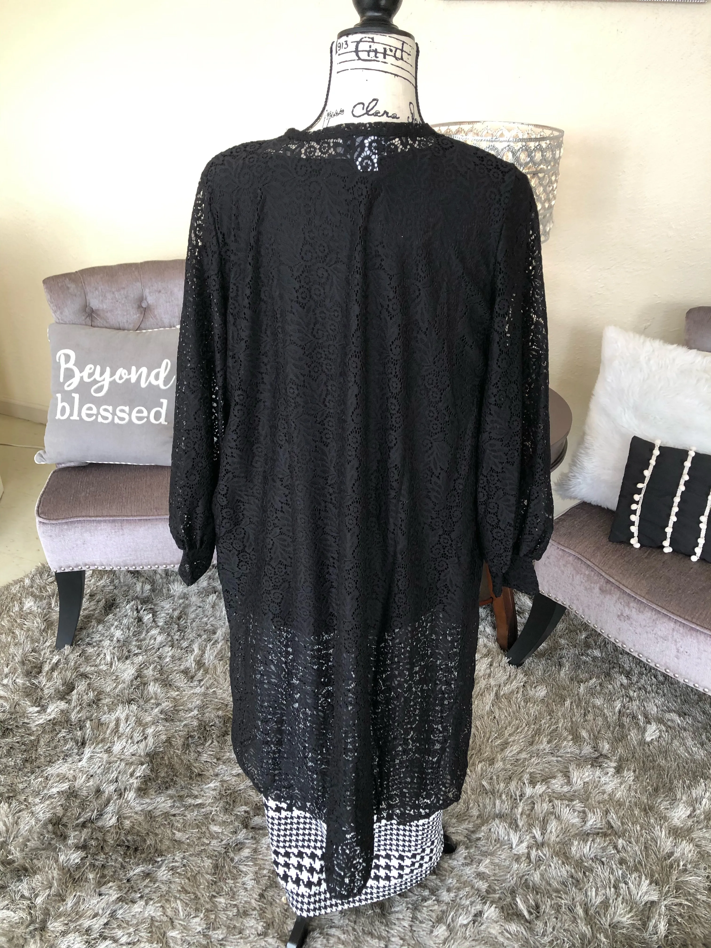 Bella Black Velvet And Lace Tunic