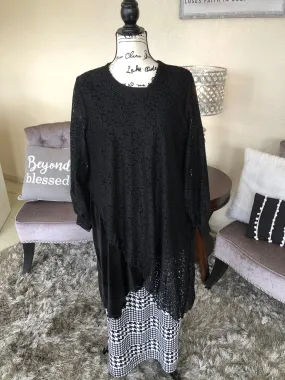 Bella Black Velvet And Lace Tunic