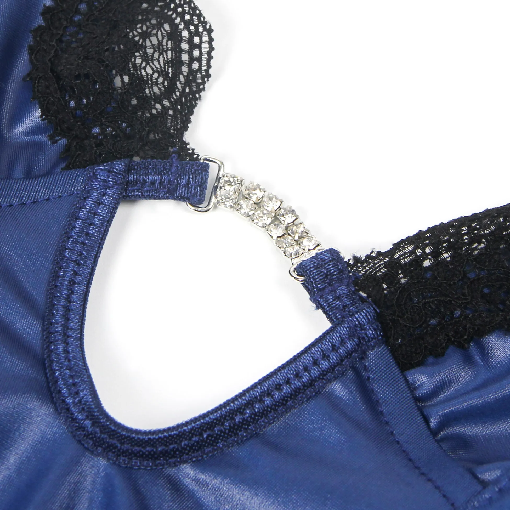 Blue Sexy Faux Leather Egypt Bodysuit