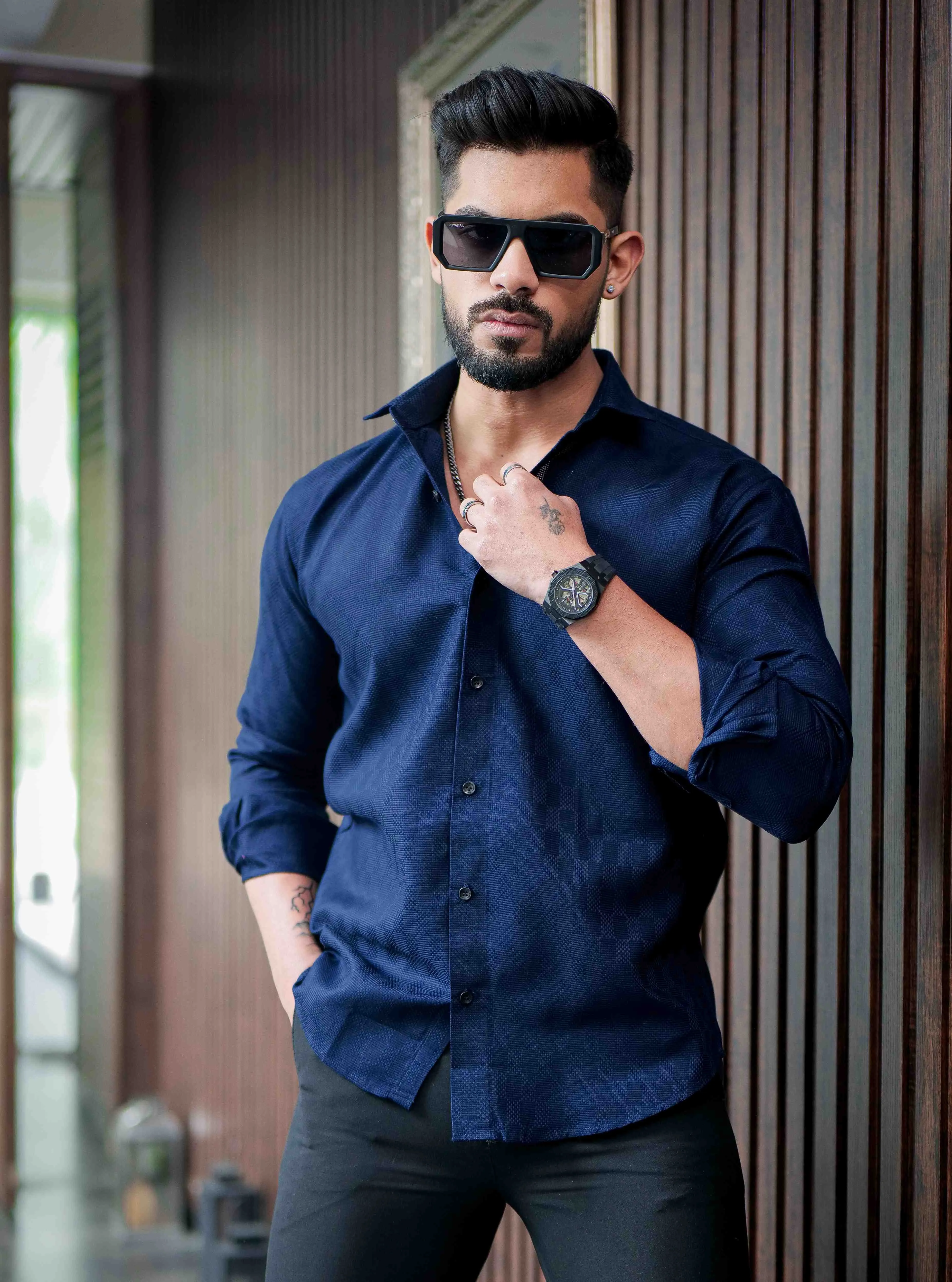 Blue Texture Premium Cotton Shirt