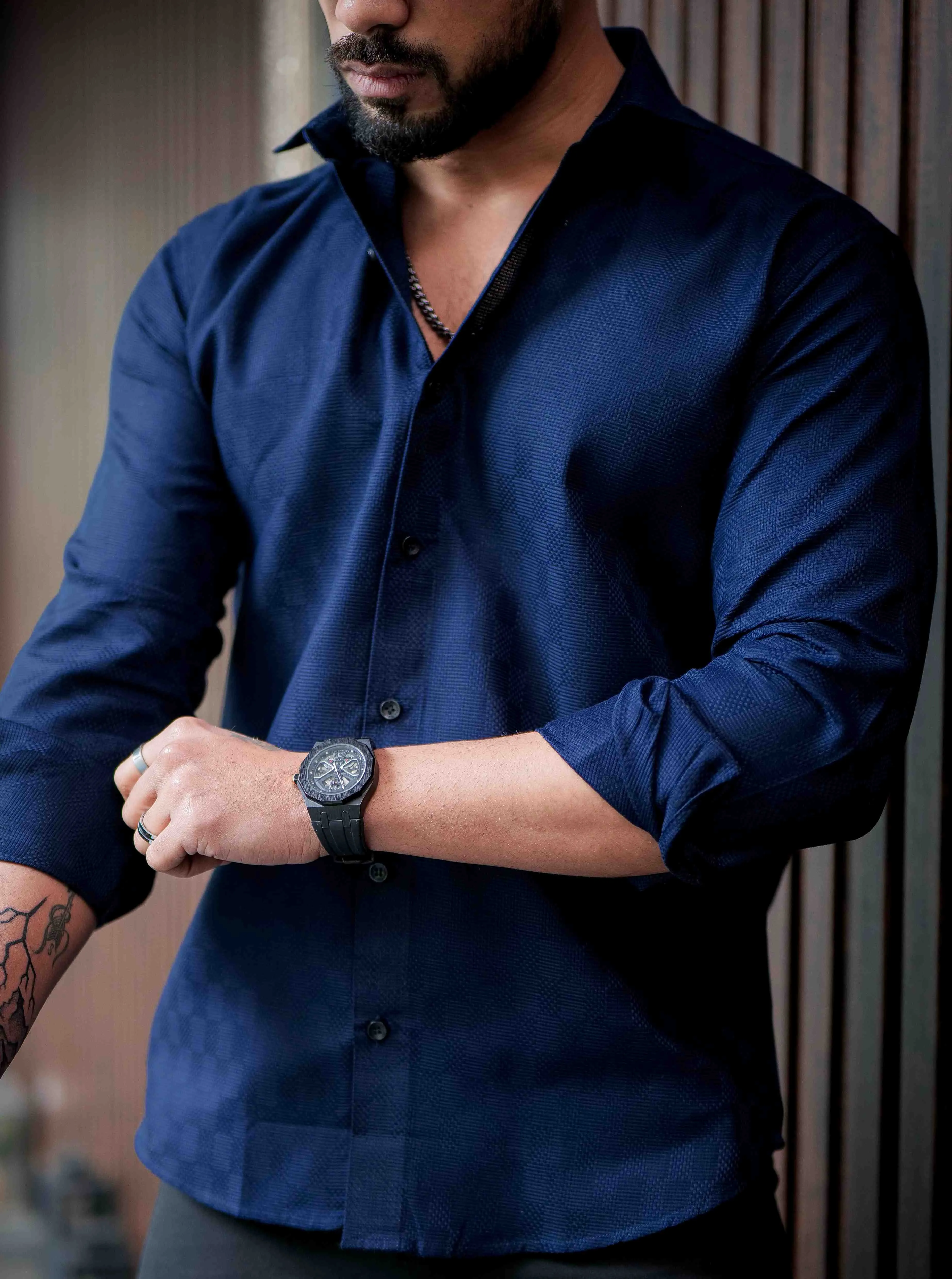 Blue Texture Premium Cotton Shirt