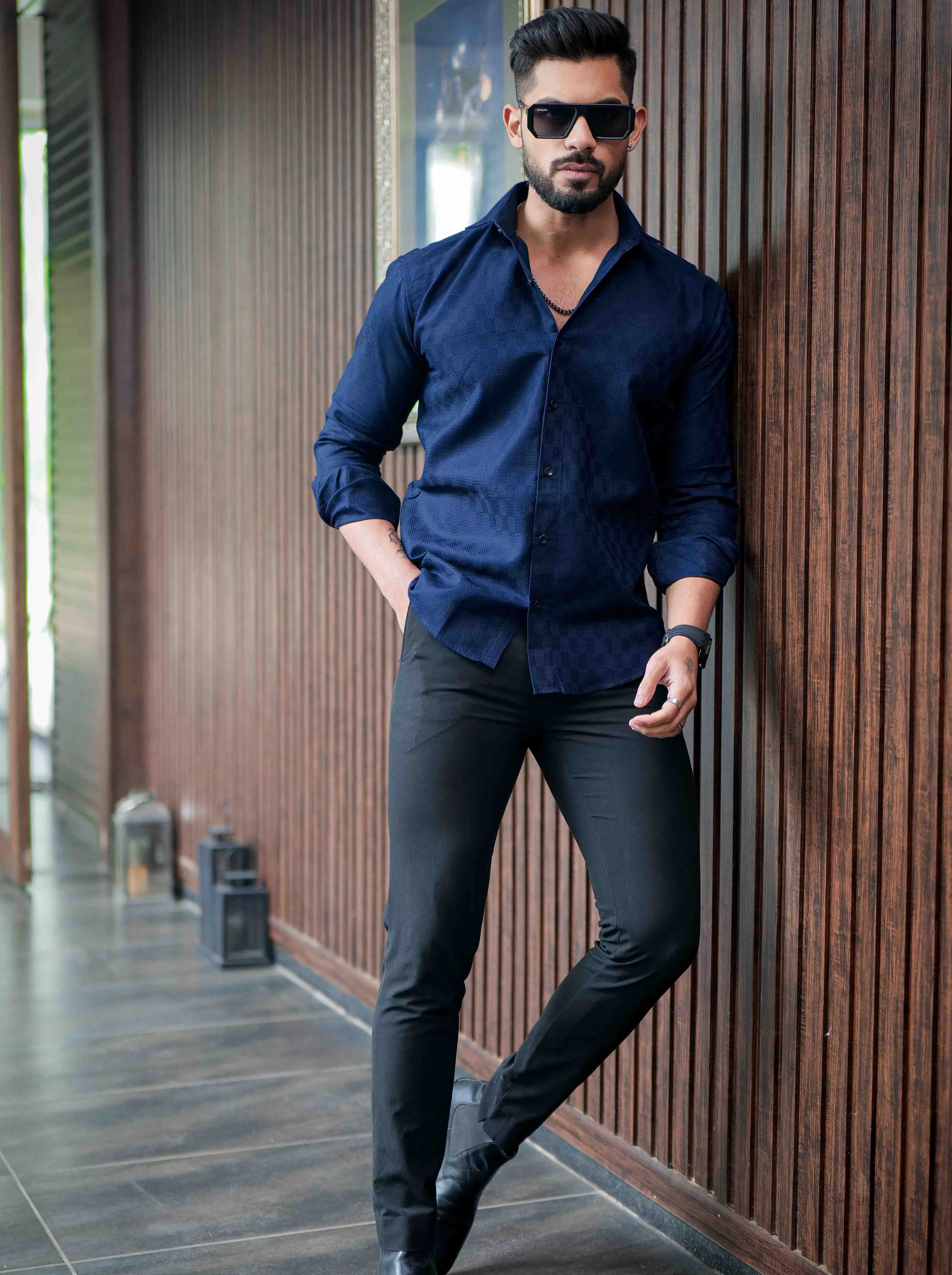 Blue Texture Premium Cotton Shirt