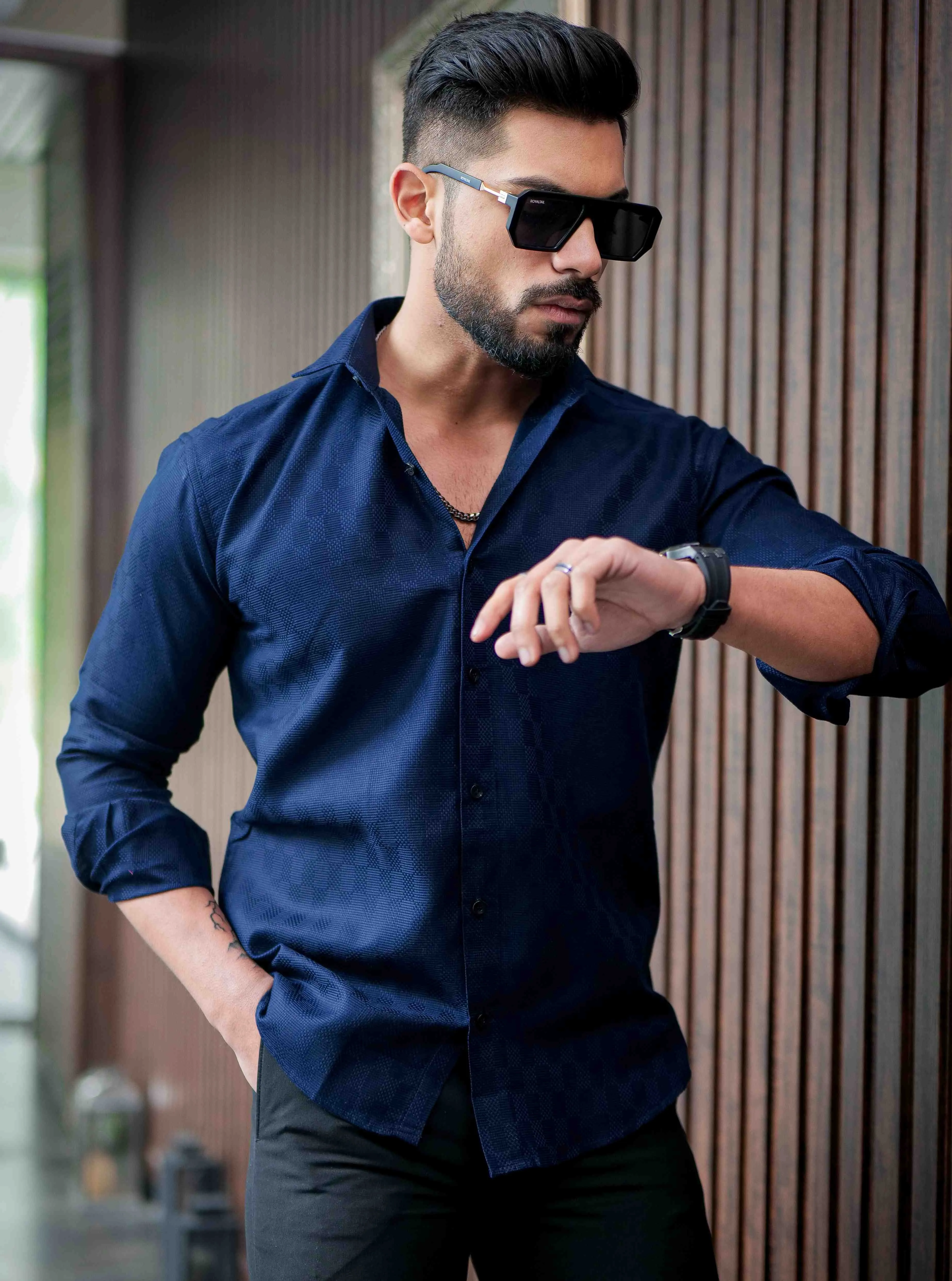 Blue Texture Premium Cotton Shirt
