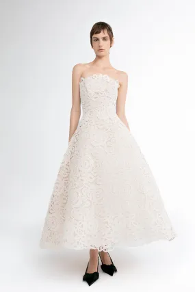 Chantilly and Taffeta Strapless A-line Midi Dress