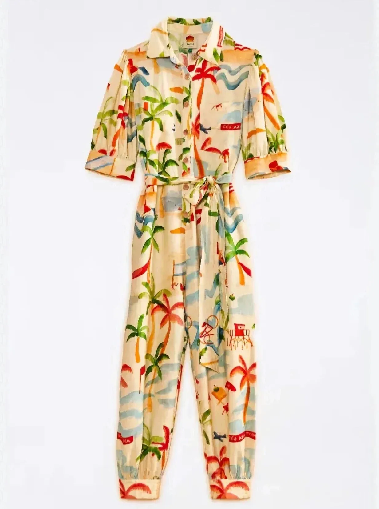 Copacabana Tropical Puff Sleeve Jumpsuit