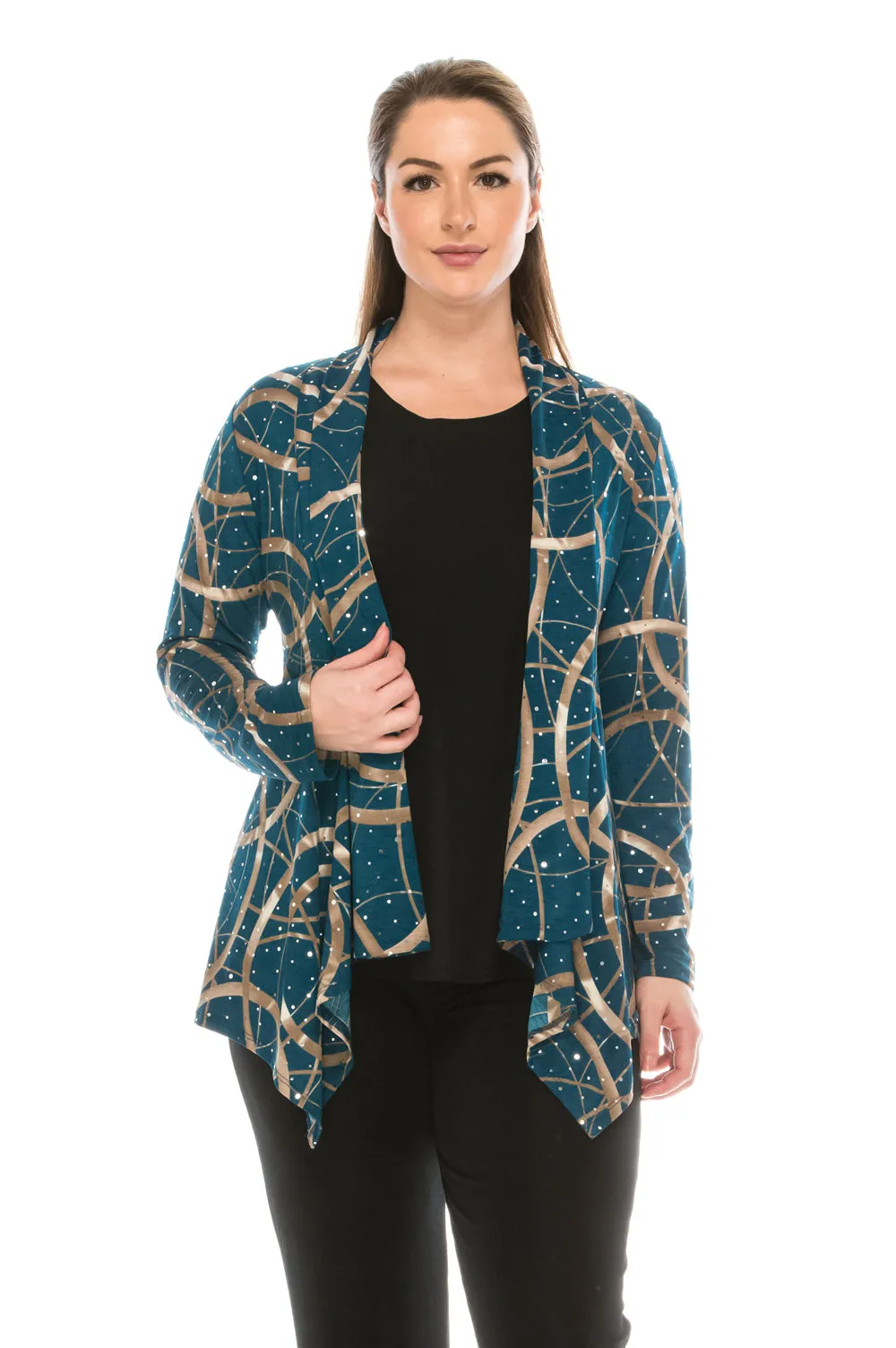 Glitter Mid Cut Jacket Long Sleeve Print Glitter-4028GL-LRP1-G008