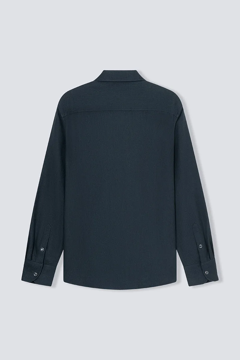 HeatGuard Casual Shirt Jacket | Navy Semi Plain 6099NZ
