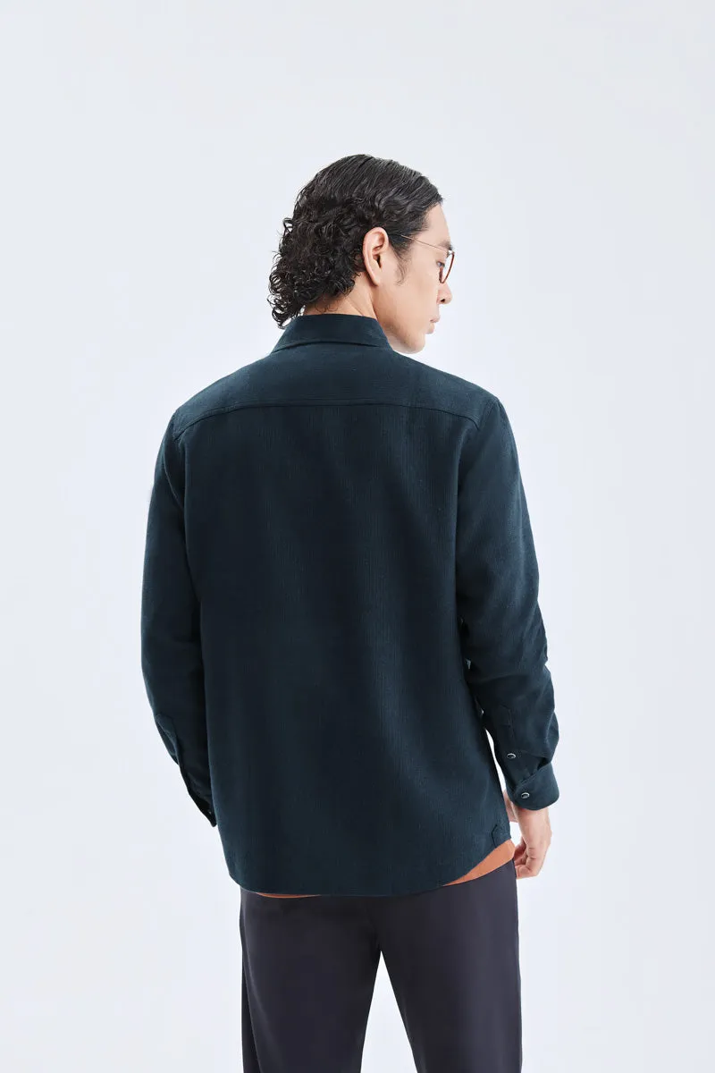 HeatGuard Casual Shirt Jacket | Navy Semi Plain 6099NZ