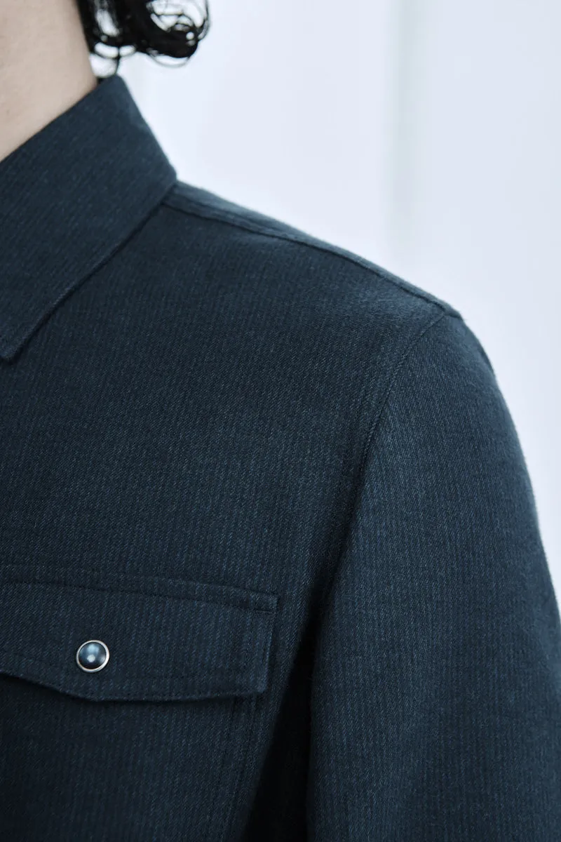 HeatGuard Casual Shirt Jacket | Navy Semi Plain 6099NZ