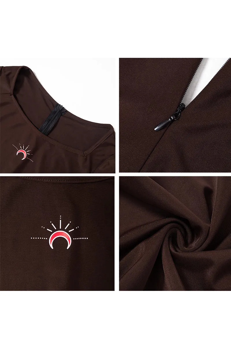 JE847 Graphic Zippered Slim Jumpsuit