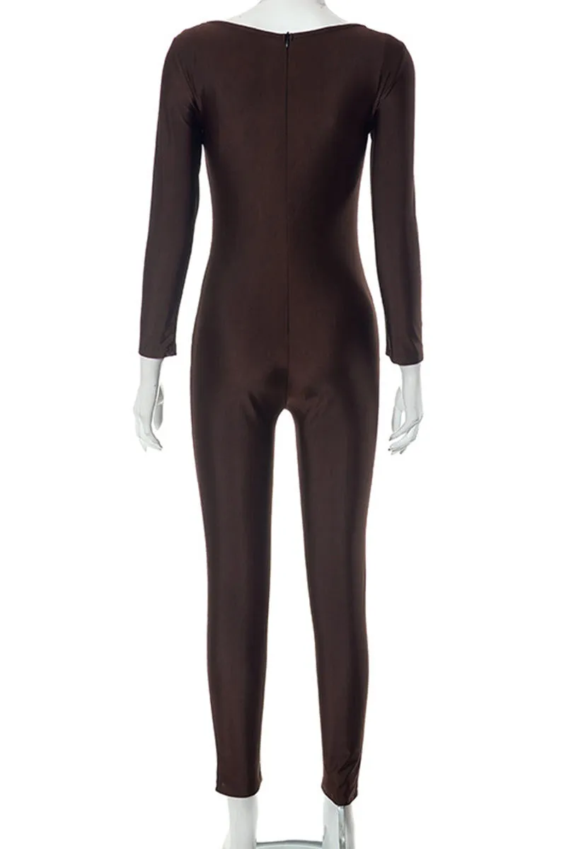 JE847 Graphic Zippered Slim Jumpsuit