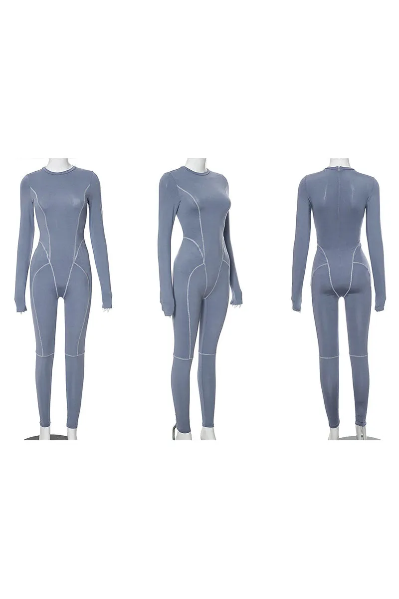 JJ0316 Long Sleeve Bodycon Jumpsuits