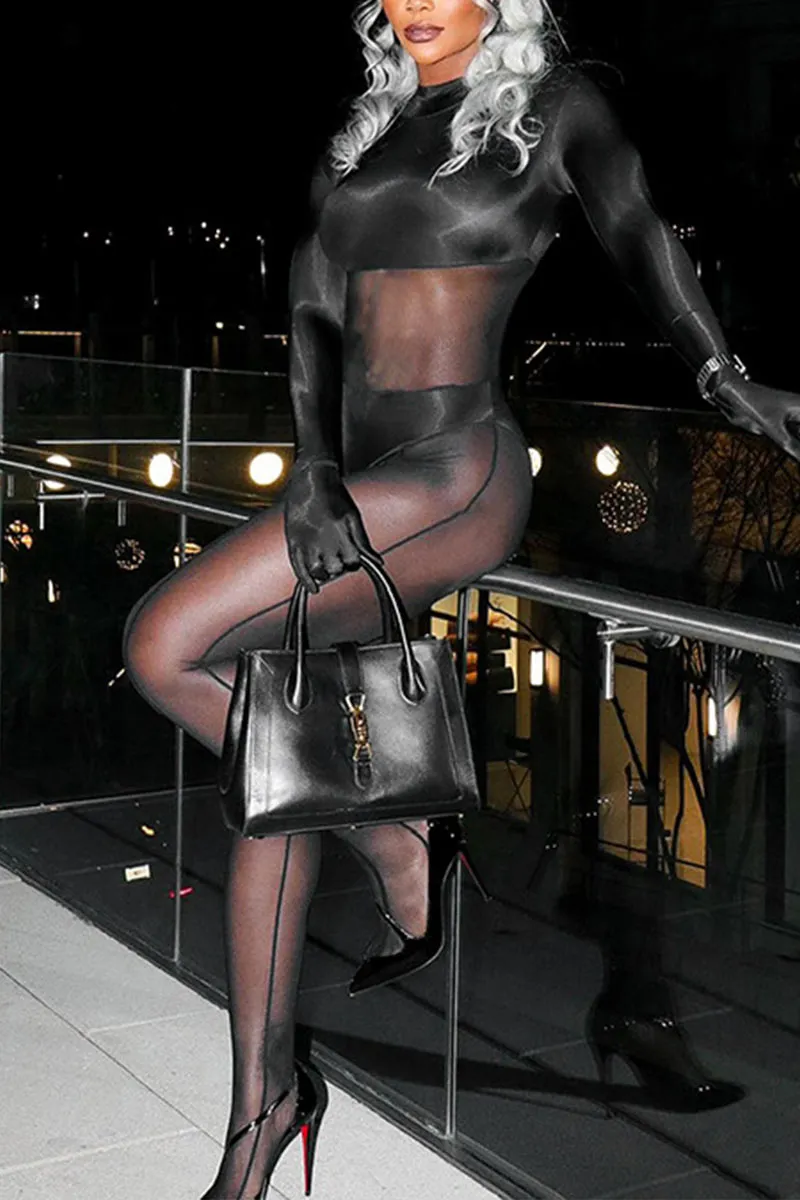 JJ0500 Mesh Hoisery Jumpsuits