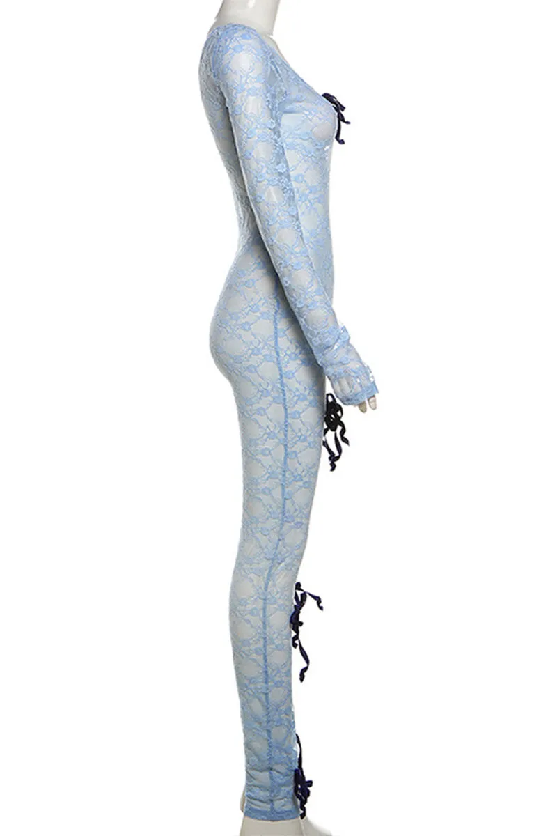 JM0364 Lace Long Sleeve Jumpsuits