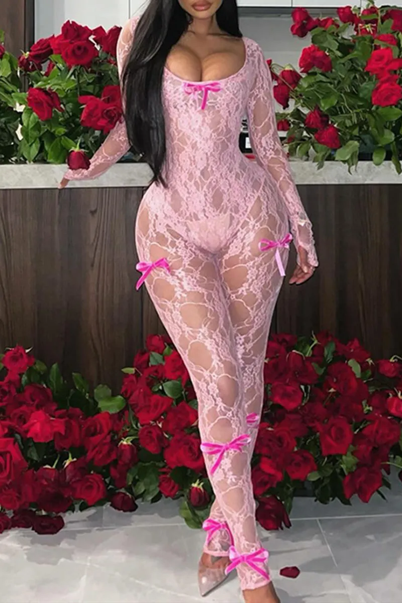 JM0364 Lace Long Sleeve Jumpsuits