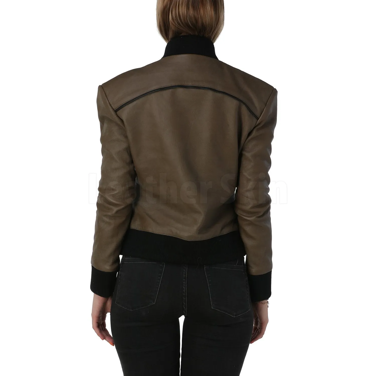 Kathy Army Green Leather Jacket