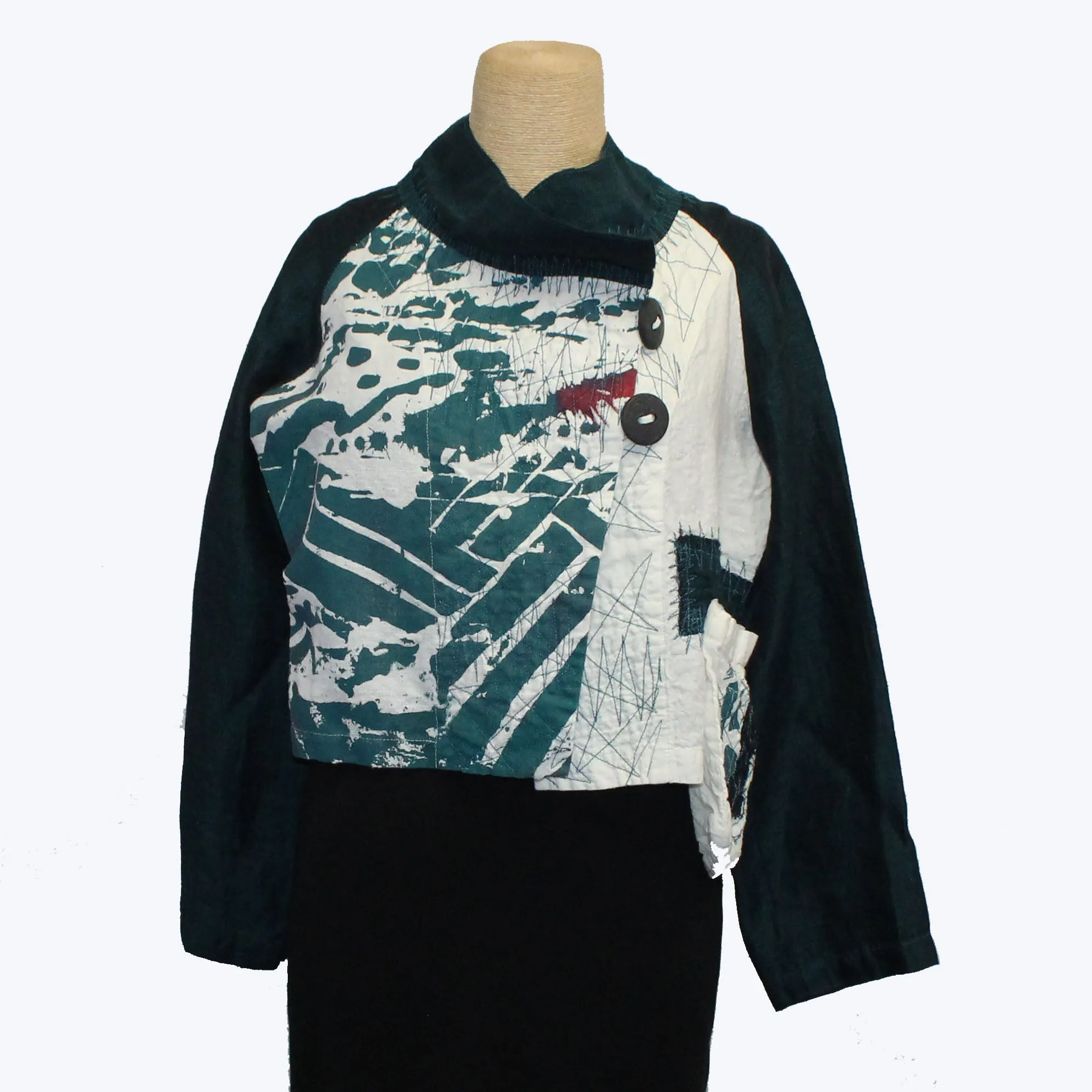 Mara Gibbucci Jacket, Ecru/Emerald Green/Green Print M