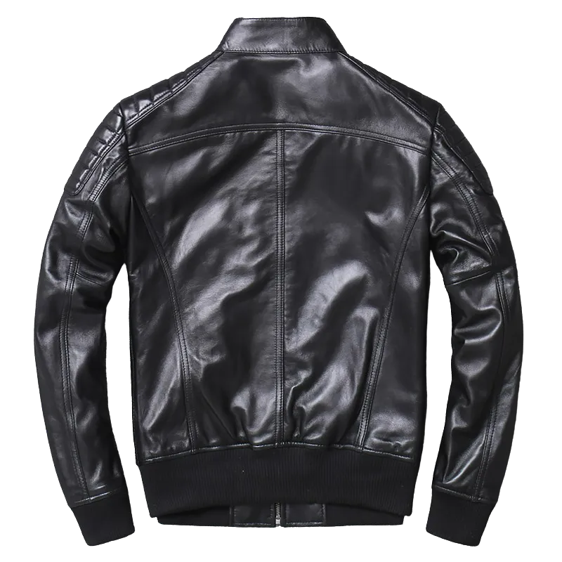 Mens Axel Genuine Lambskin Leather Bomber Jacket