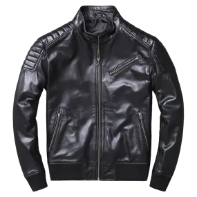 Mens Axel Genuine Lambskin Leather Bomber Jacket
