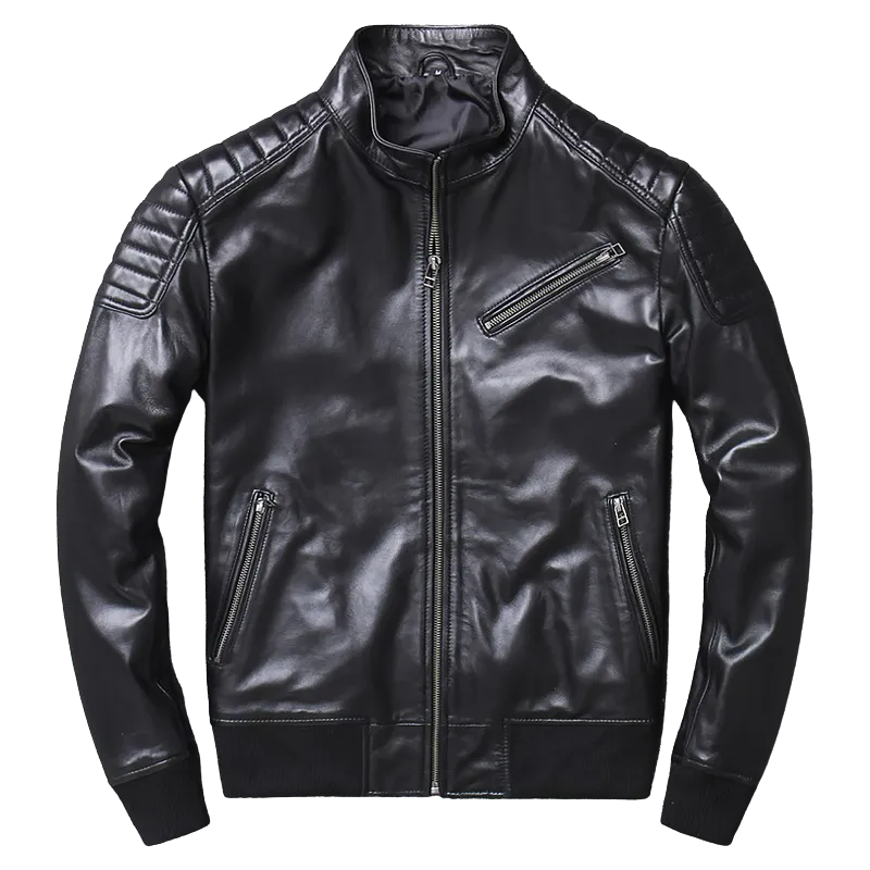Mens Axel Genuine Lambskin Leather Bomber Jacket
