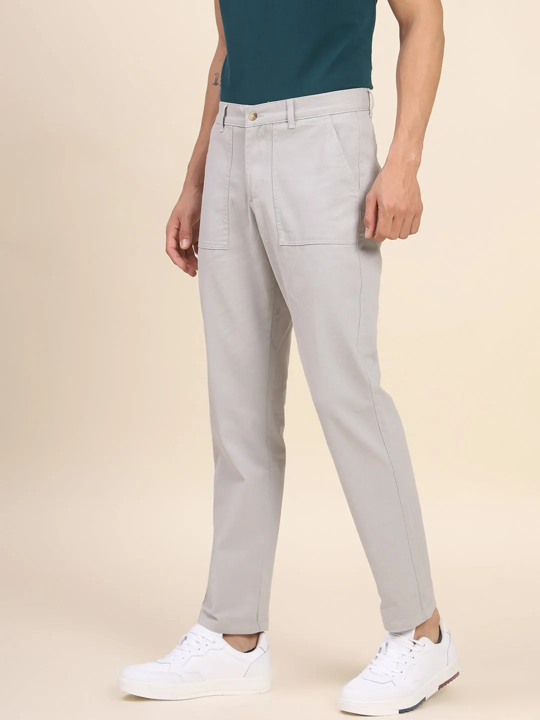 Men's Light Grey Chino Smart Casual Look For Season Essential