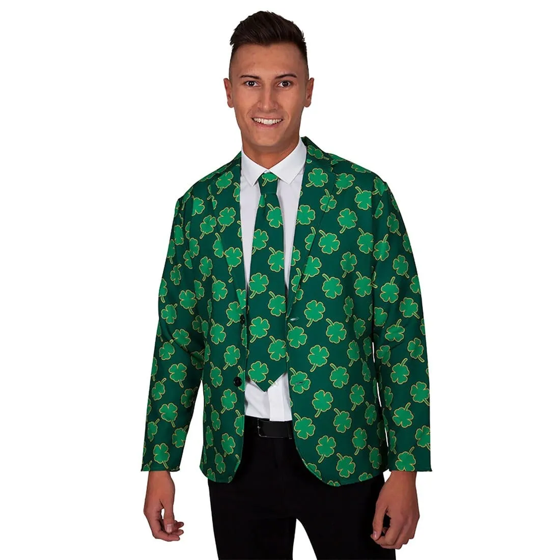 Mens St Patrick's Shamrock Jacket & Tie Fancy Dress Costume