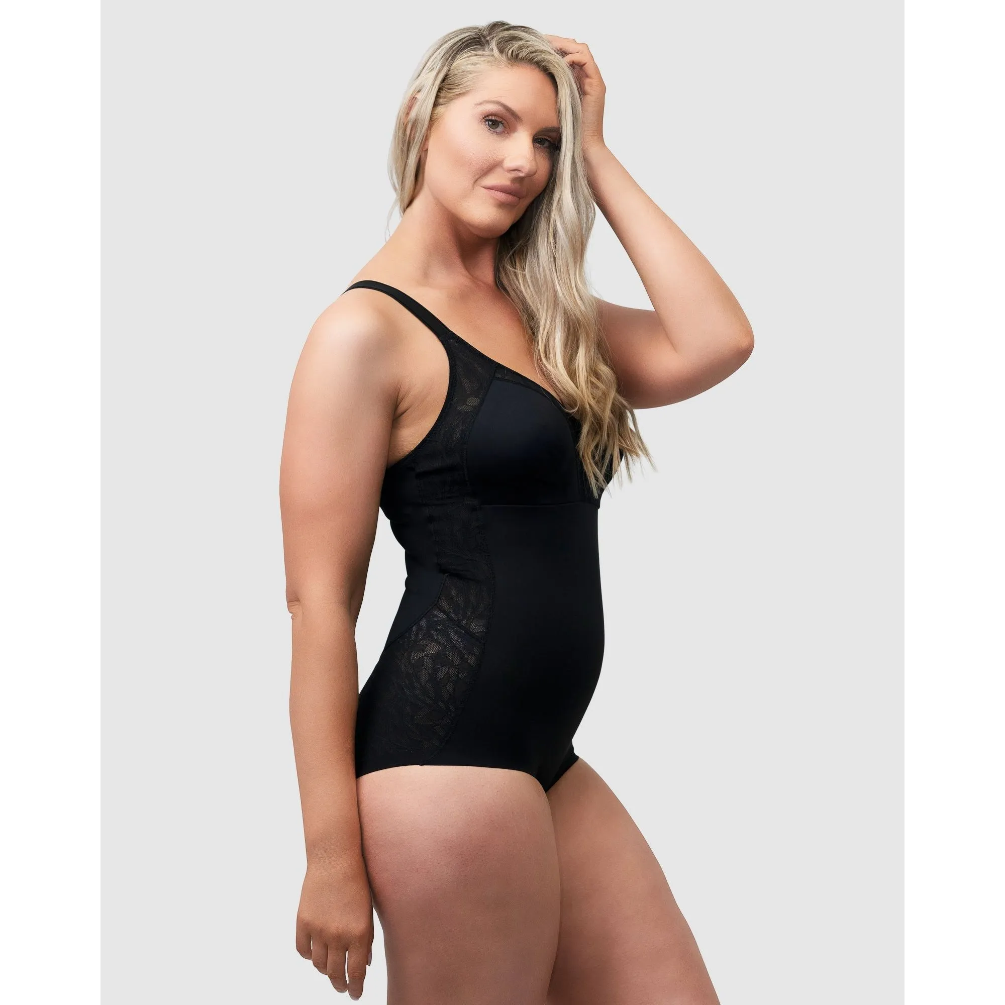 Minimiser Cup Shaping Bodysuit With Lace-Black