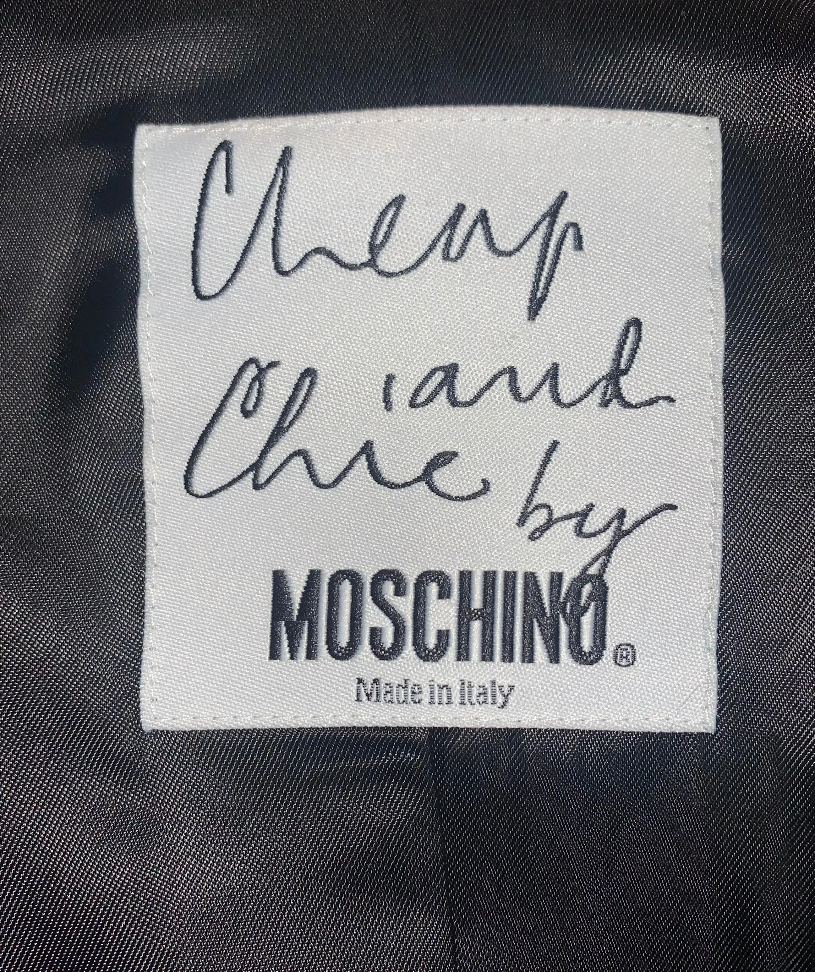 Moschino Cheap and Chic 90s Black Patchwork Dress Ensemble with Rhinestone Numbers