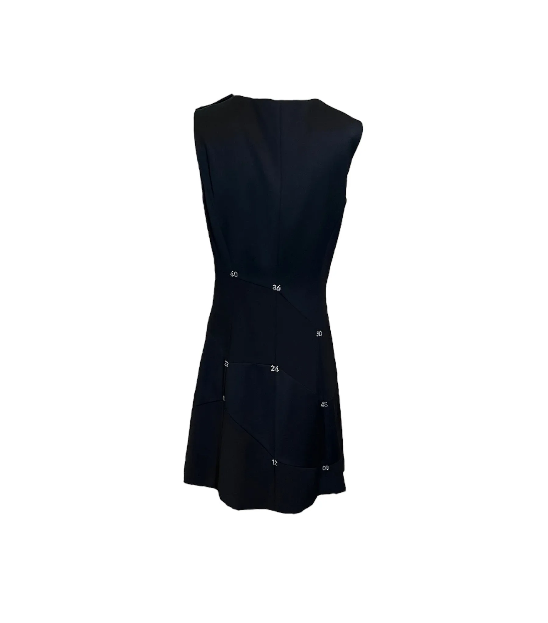 Moschino Cheap and Chic 90s Black Patchwork Dress Ensemble with Rhinestone Numbers