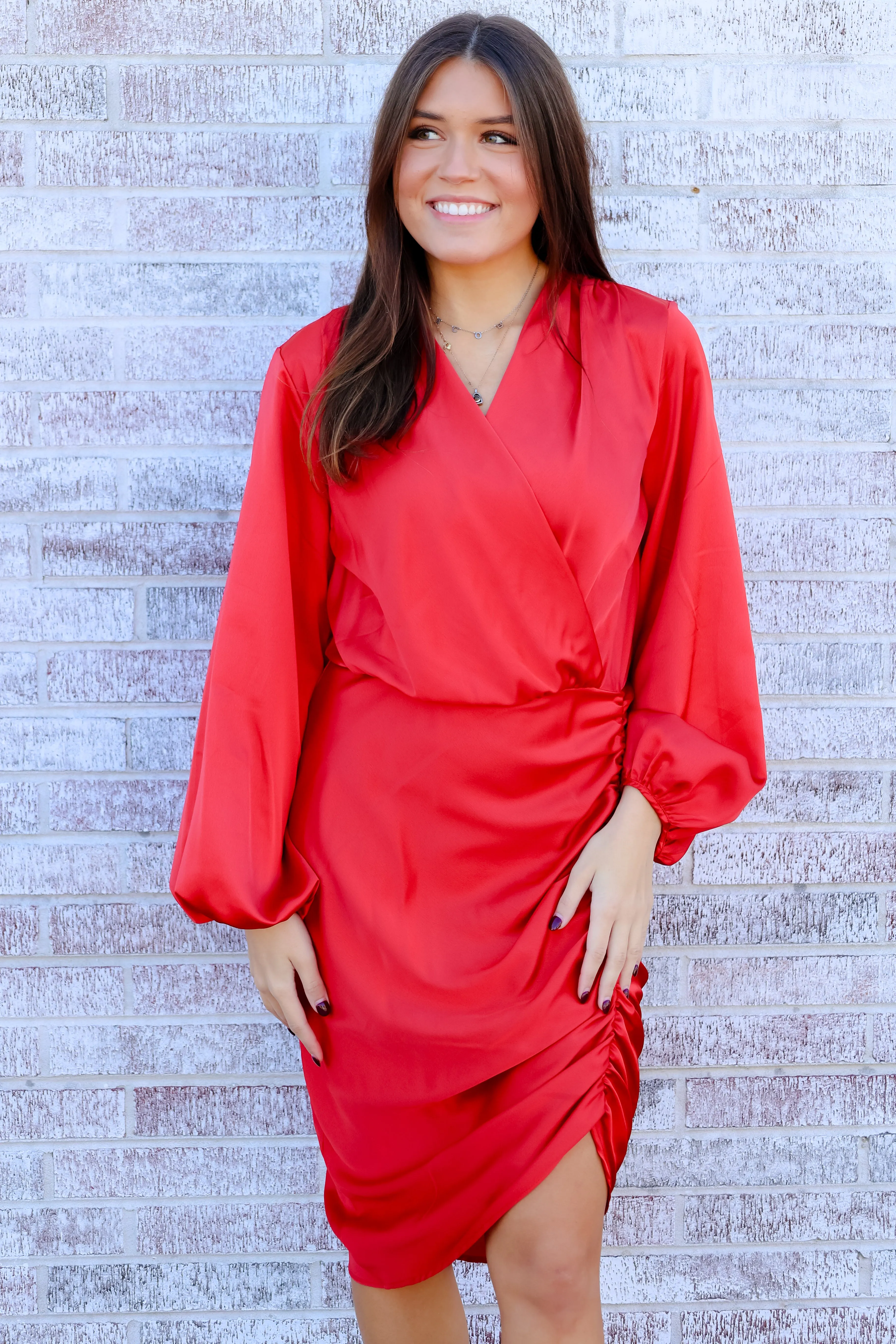 Prancer Satin Asymmetrical Hem Dress