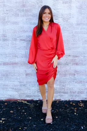 Prancer Satin Asymmetrical Hem Dress