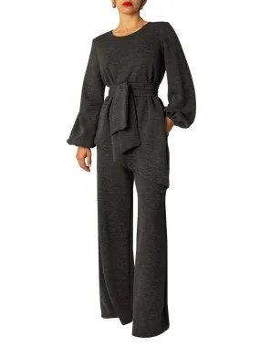 "Kayla" Grey Wideleg Pants