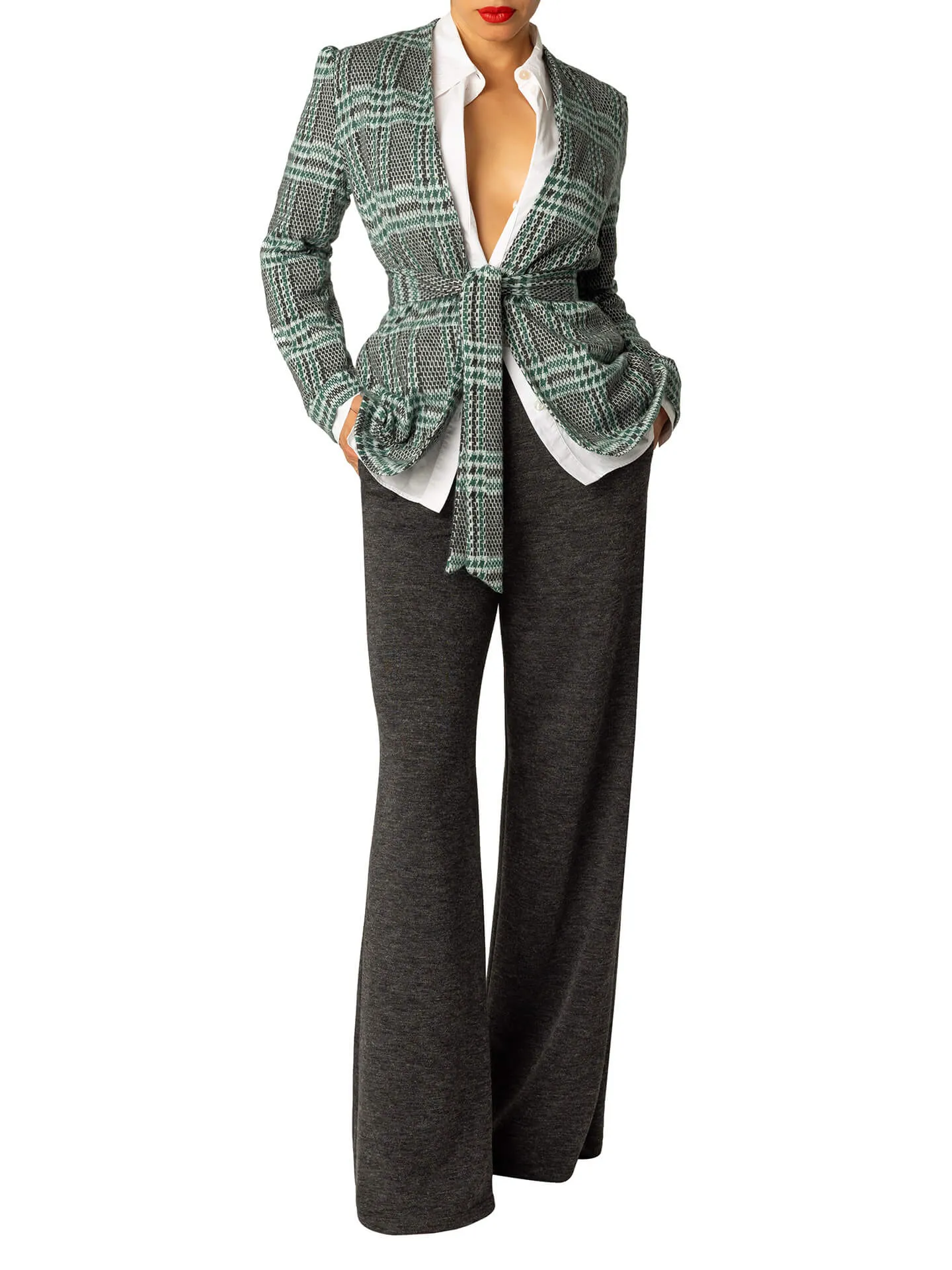 "Kayla" Grey Wideleg Pants