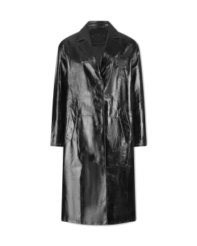 Relaxed Fit Patent Leather Coat