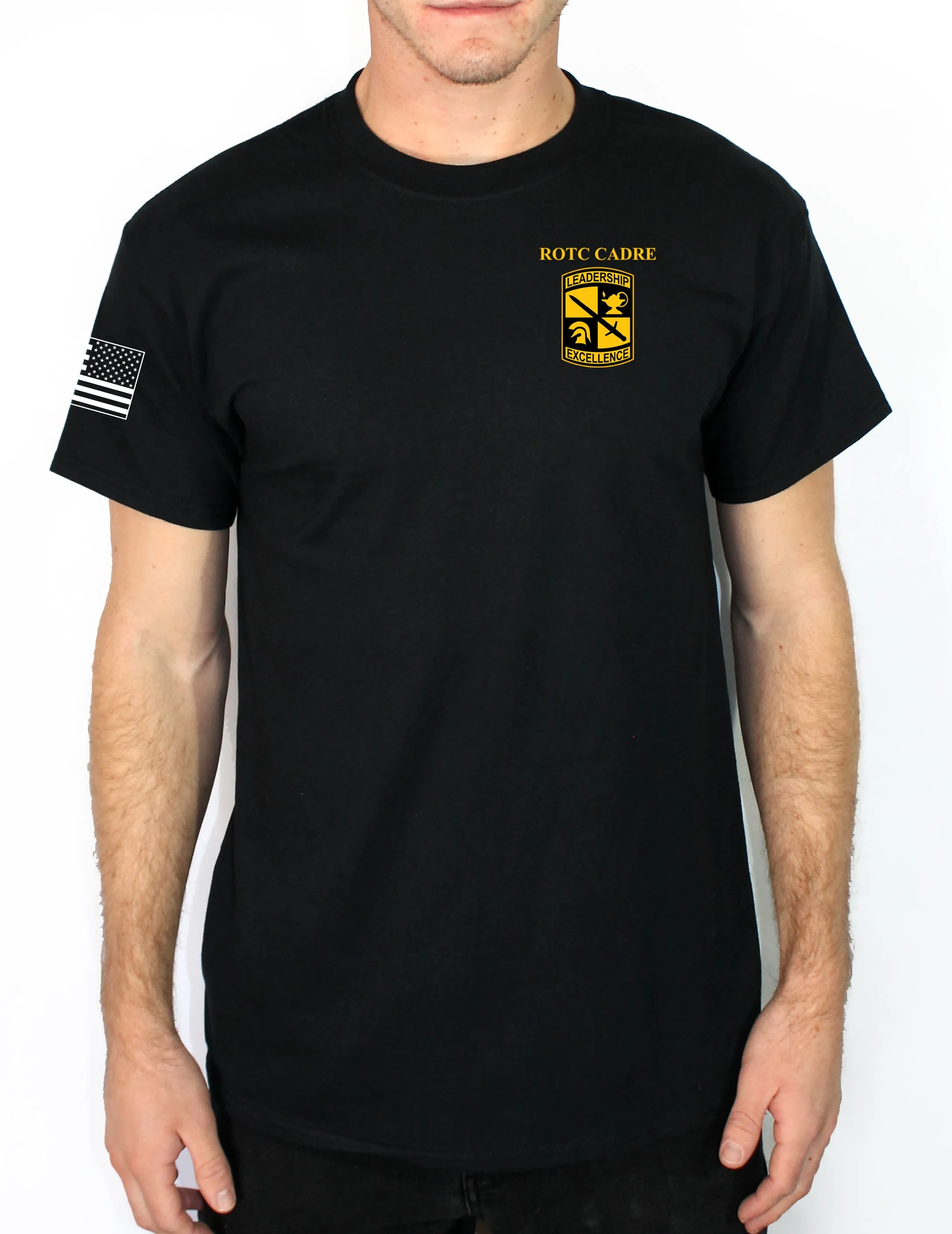 ROTC 50-50 Blend Black Unisex PT Short Sleeve Shirt. Approved for PT