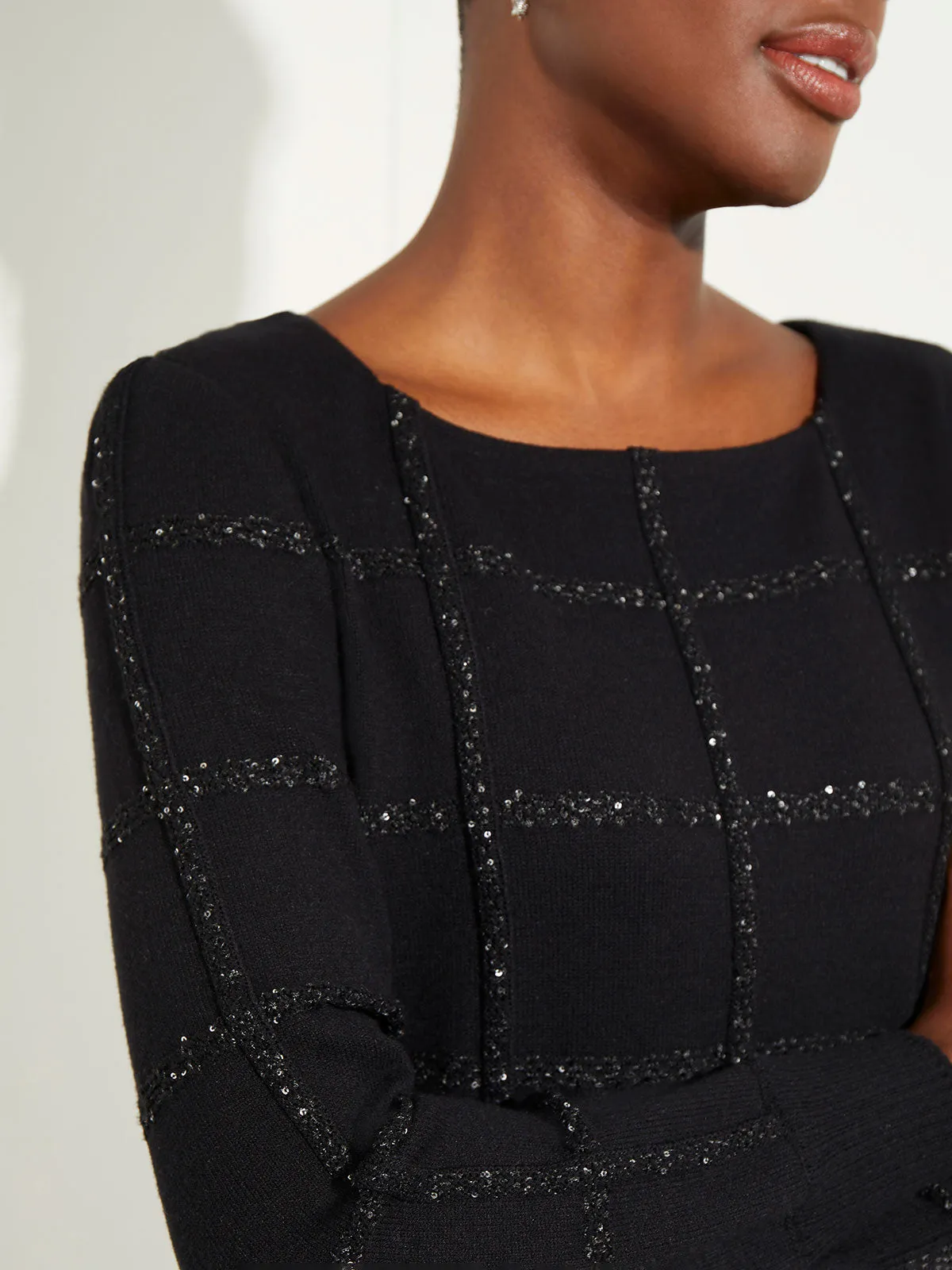 Sequin Grid Soft Recycled Knit Tunic