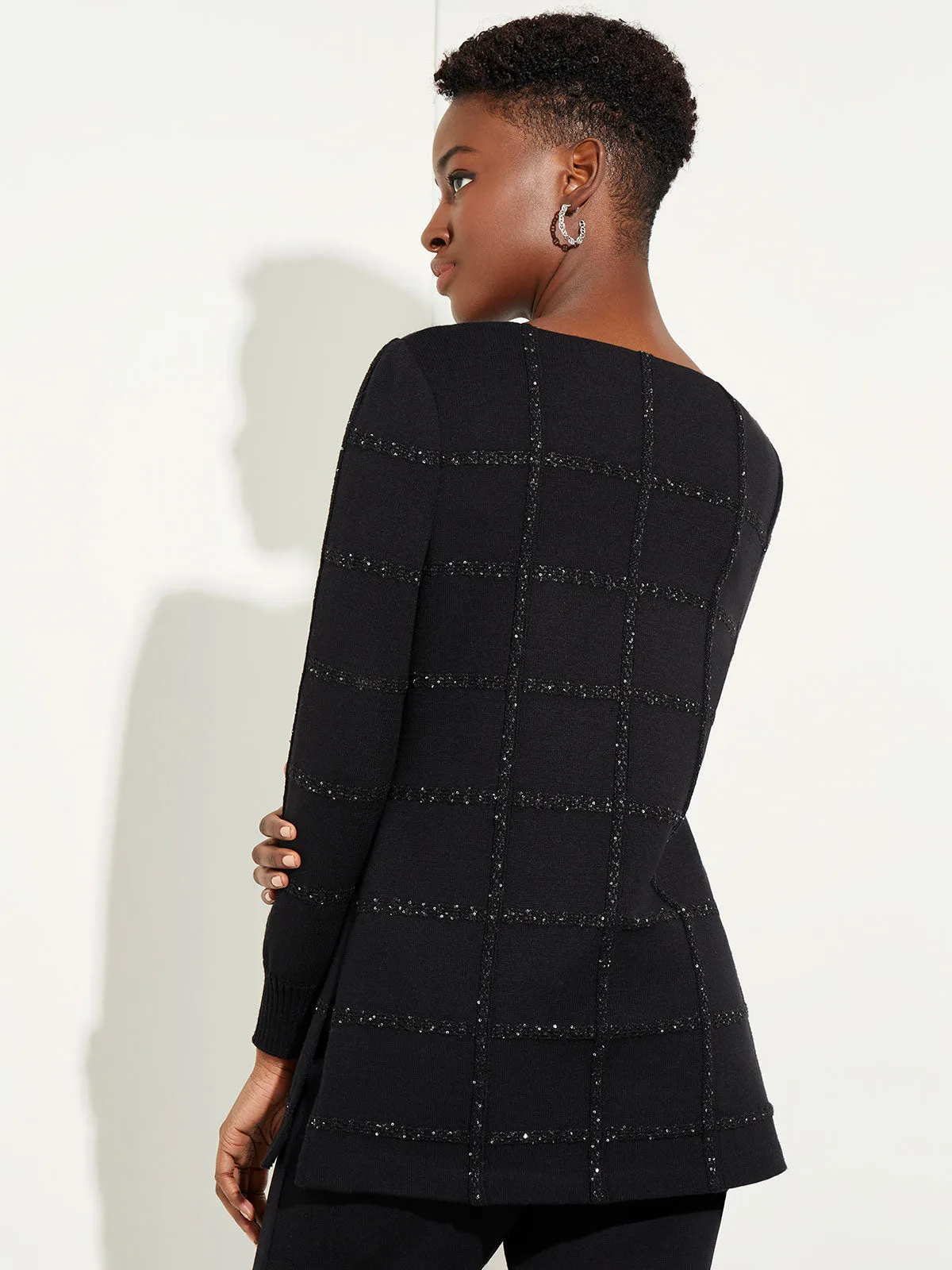 Sequin Grid Soft Recycled Knit Tunic