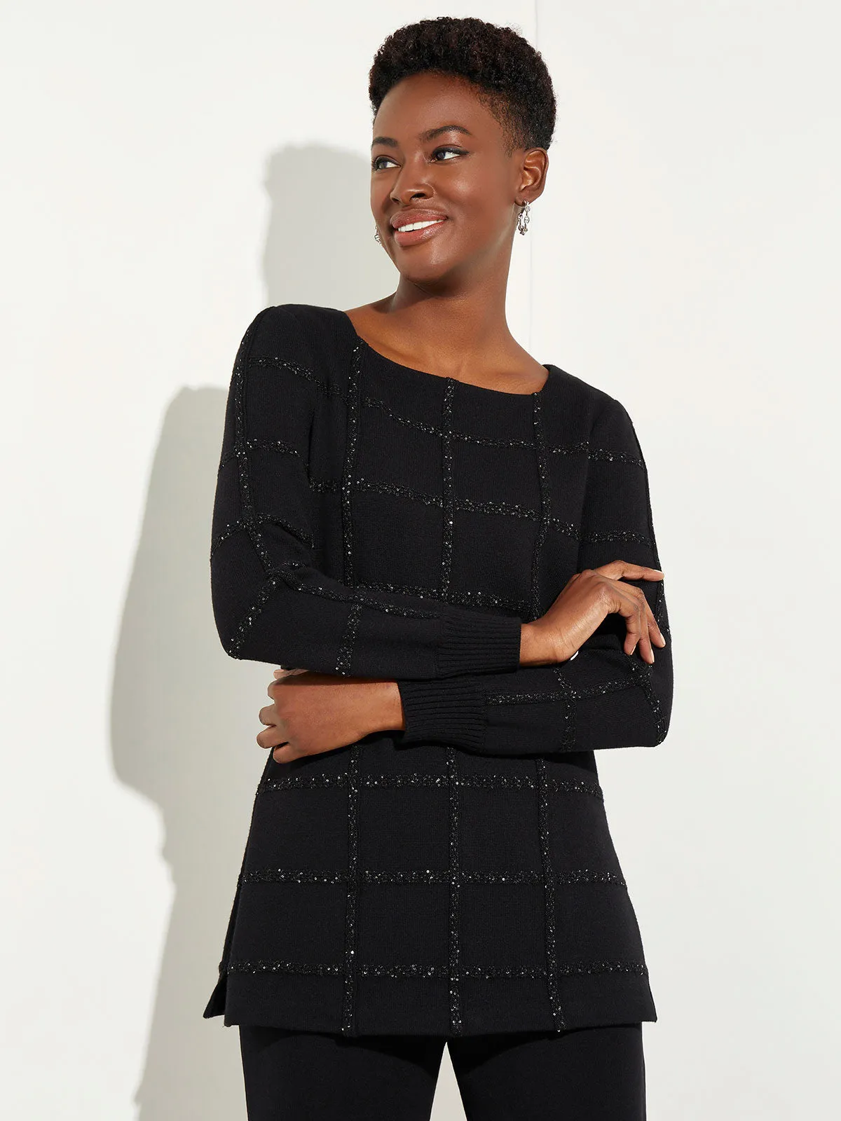 Sequin Grid Soft Recycled Knit Tunic