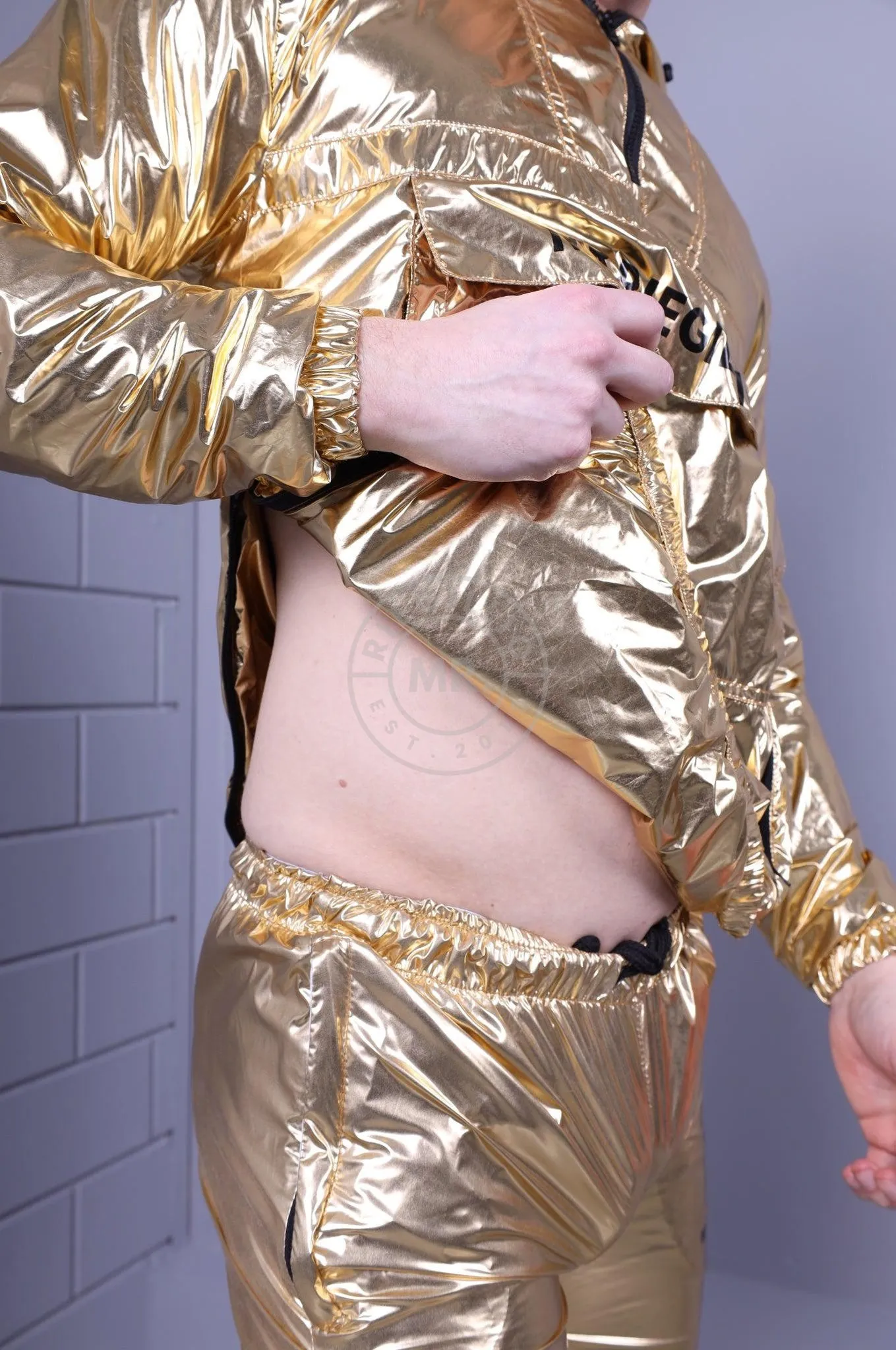 Shiny Nylon Anorak - Gold