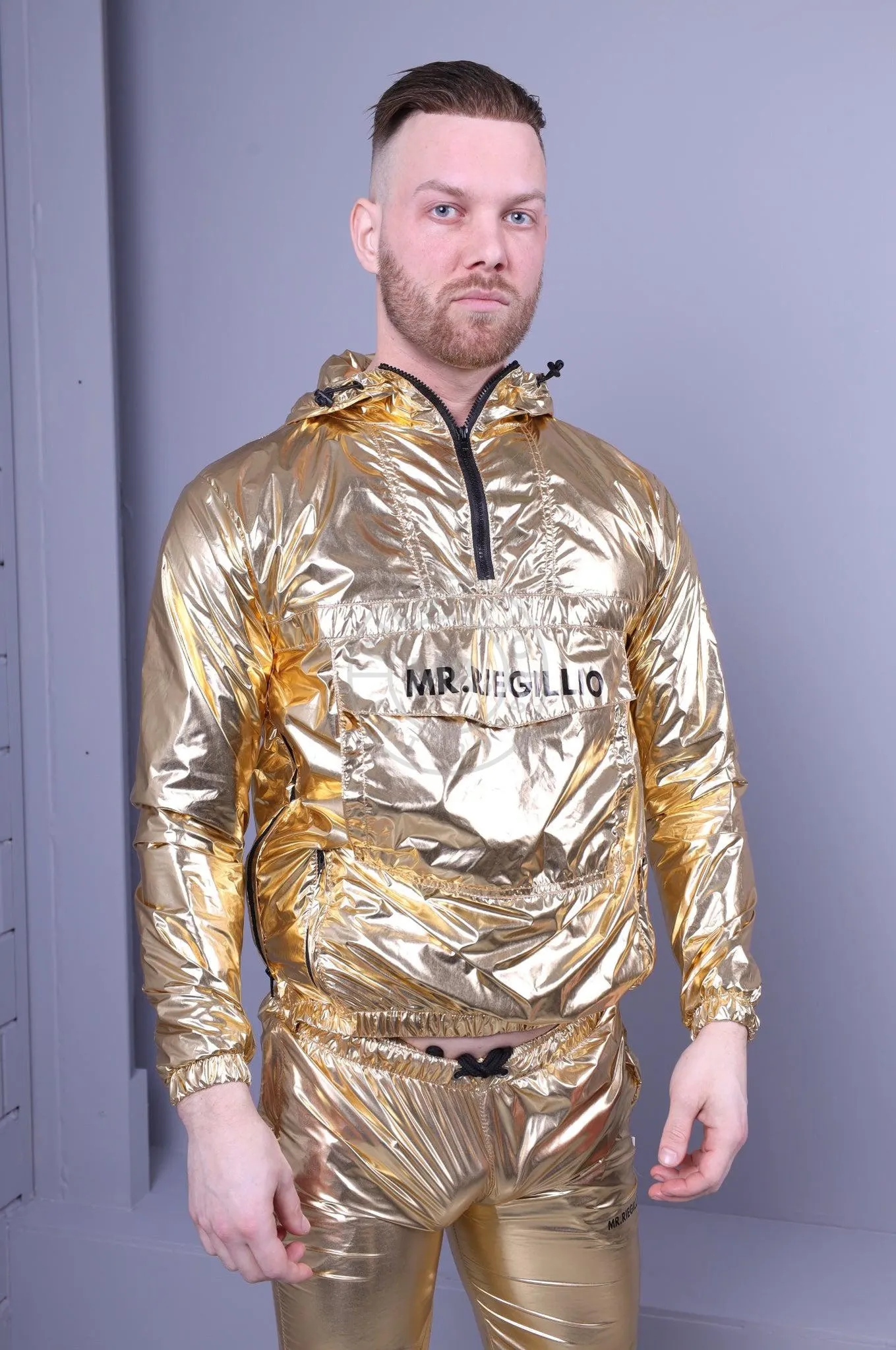 Shiny Nylon Anorak - Gold