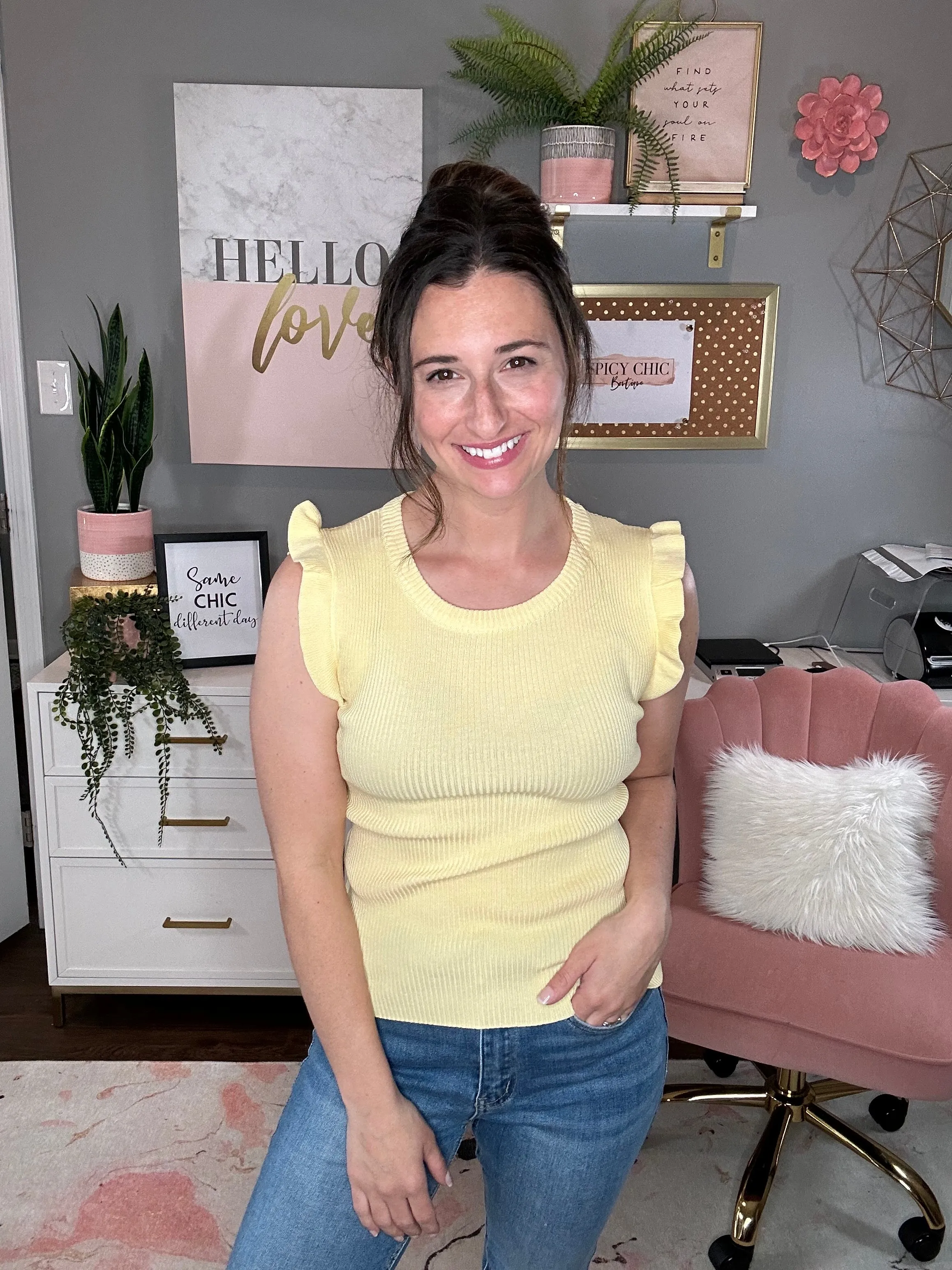 Sleeveless Ruffle Sweater
