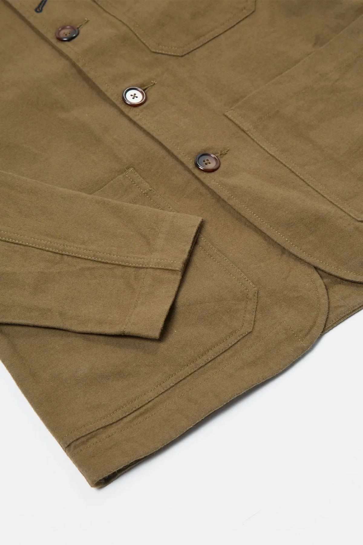 Universal Works - Bakers Chore Jacket In Olive Nebraska Cotton