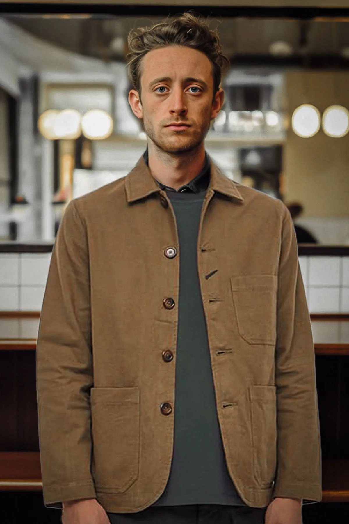 Universal Works - Bakers Chore Jacket In Olive Nebraska Cotton
